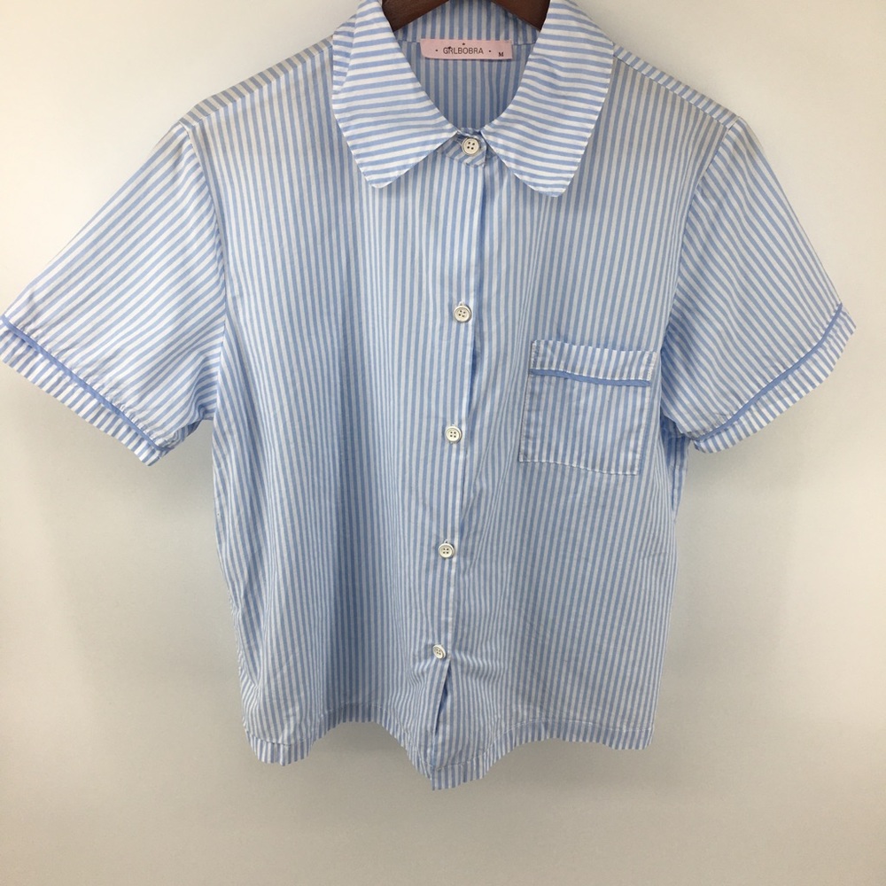 GRLBOBRA Baby Blue Striped Nightshirt